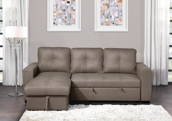 2-Piece Reversible Sectional with Pull-out Bed and Hidden Storage