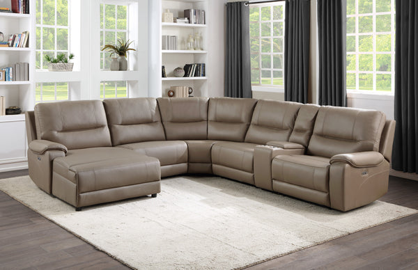 6-Piece Modular Power Reclining Sectional with Power Headrests and Left Chaise