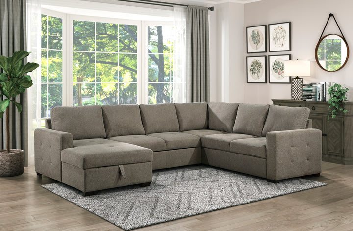 3-Piece Sectional with Pull-out Bed and Left Chaise with Hidden Storage