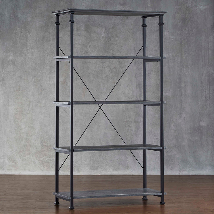 Vintage Industrial Rustic 40-inch Bookcase - Grey Finish