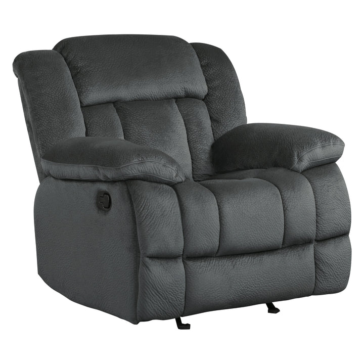 Laurelton Charcoal Textured Plush Microfiber Glider Reclining Chair