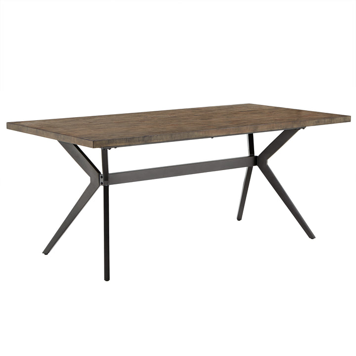 70" Iron Grey Metal Base 4-6 Person Dining Table - Driftwood Grey Finish Top