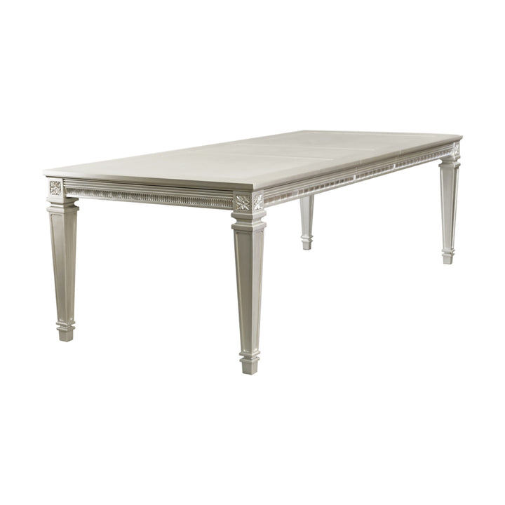 Silver Finish Dining Table 78"-96" with Leaf