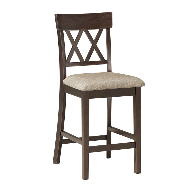 Set Of 2, Counter Height Chair - Double X Back, Dark Brown