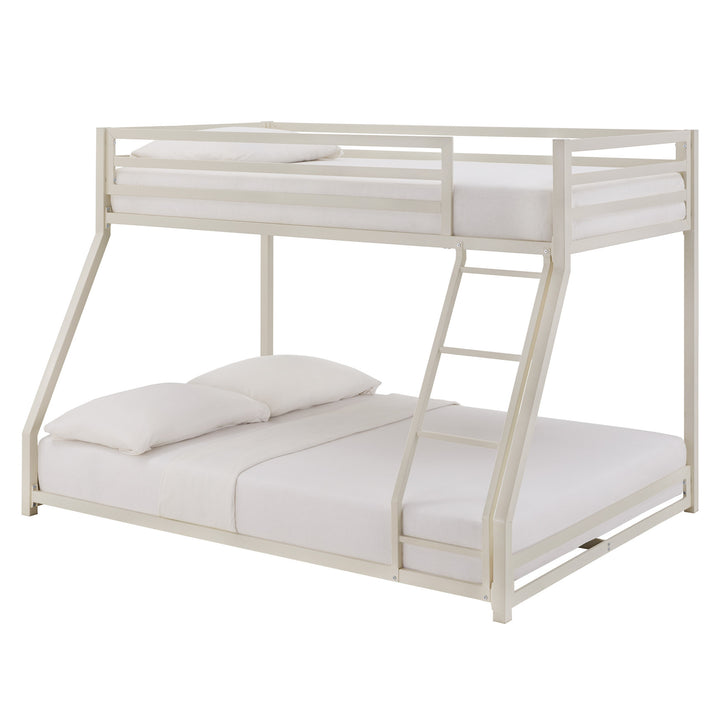 White Finish Metal Twin Full Bunk Bed - White, Twin over Full - White, Twin over Full