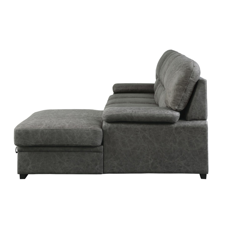 2-Piece Sectional with Pull-out Bed and Chaise with Hidden Storage