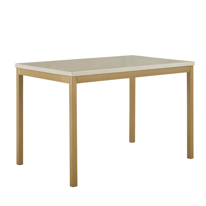 4-Person 48" Wide Faux Marble Top Dining Table - Gold Finish with White Faux Marble