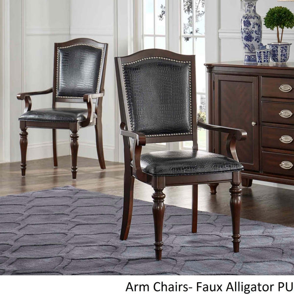 Nailhead Accent Dining Chairs (Set of 2) - Faux Alligator, Arm Chairs