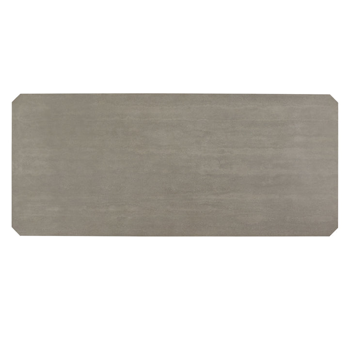 92" Black Finish Light Grey Fiber Cement Top Dining Table