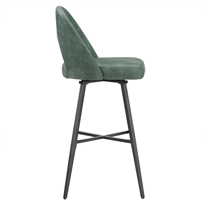 Metal Swivel Stools (Set of 2) - Teal PU Leather, 29" Bar Height
