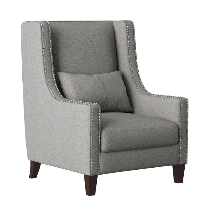 Accent Chair with Kidney Pillow, Light Grey 100% Polyester