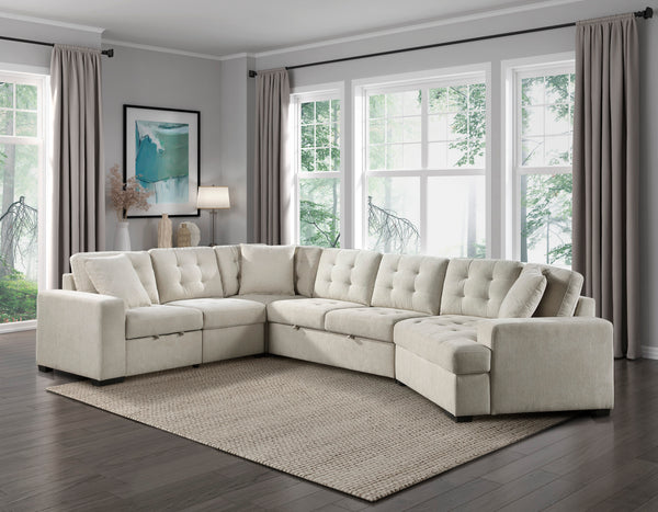 4-Piece Sectional with Pull-out Bed and Pull-out Ottoman