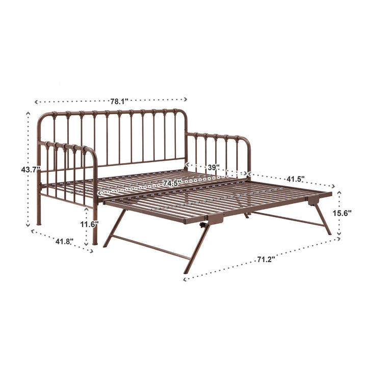 Dark Bronze Finish Daybed With Lift-Up Trundle - Dark Bronze - Dark Bronze
