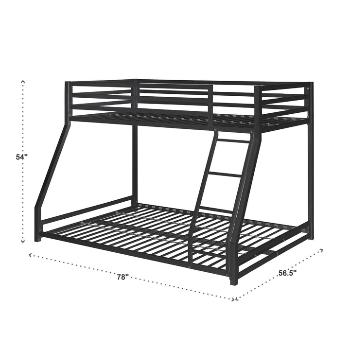 Black Finish Metal Twin Full Bunk Bed - Black, Twin over Full - Black, Twin over Full