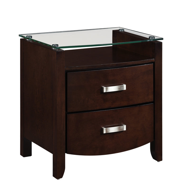 Lyric Dark Espresso Finish Nightstand with Glass Top