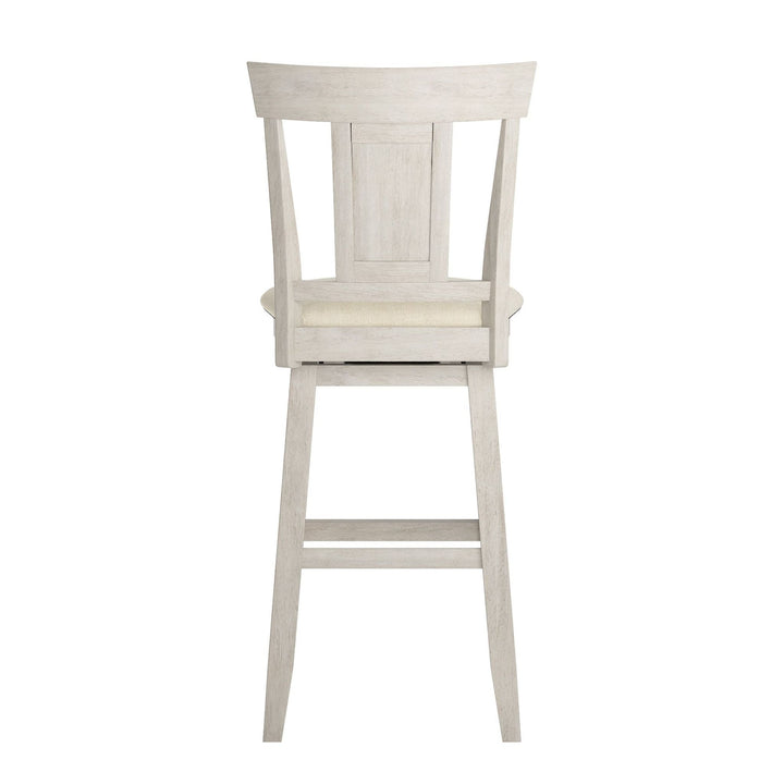 Panel Back Wood Swivel Bar Stool - Antique White Finish