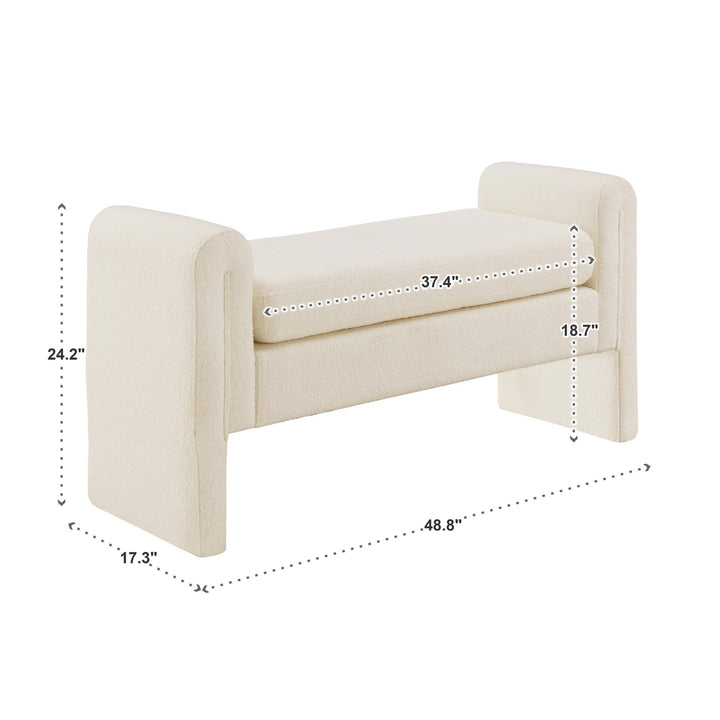 Ivory White Boucle Bench - Large