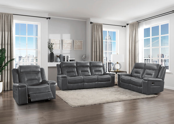 Double Lay Flat Reclining Sofa, Dark Grey