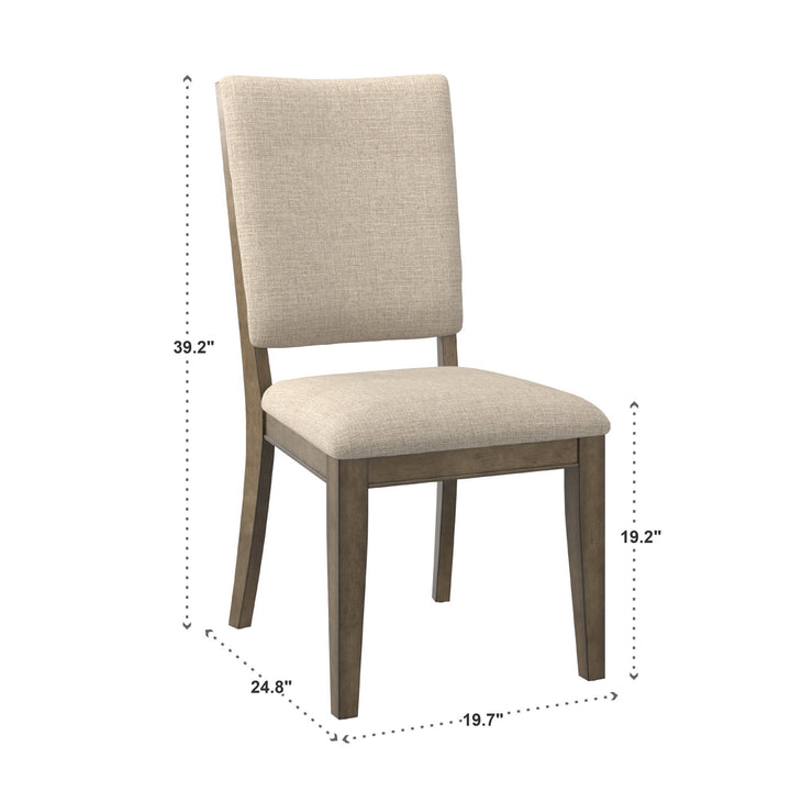 Antique Beige Fabric Dining Chairs (Set of 2)