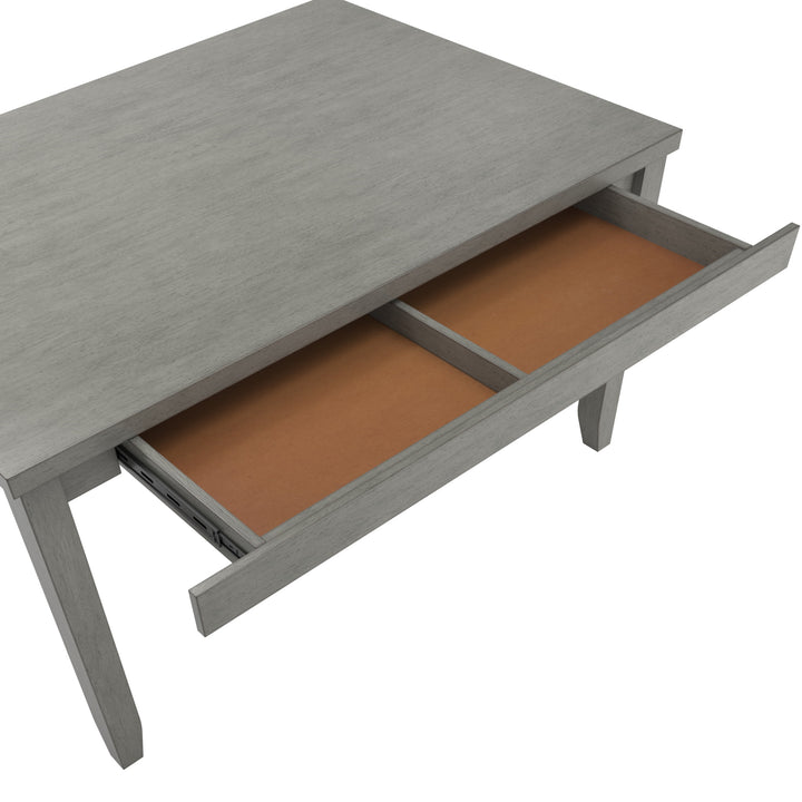 Solid Wood Rectangular Dining Table with Two Drawers - Antique Gray