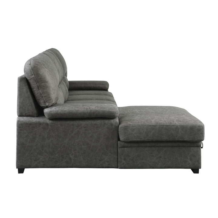 2-Piece Sectional with Pull-out Bed and Chaise with Hidden Storage