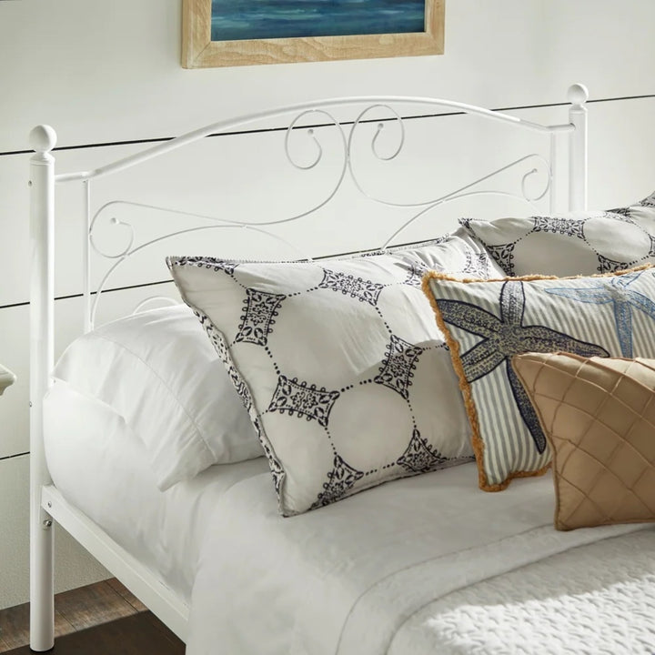 White Metal Platform Bed - Full
