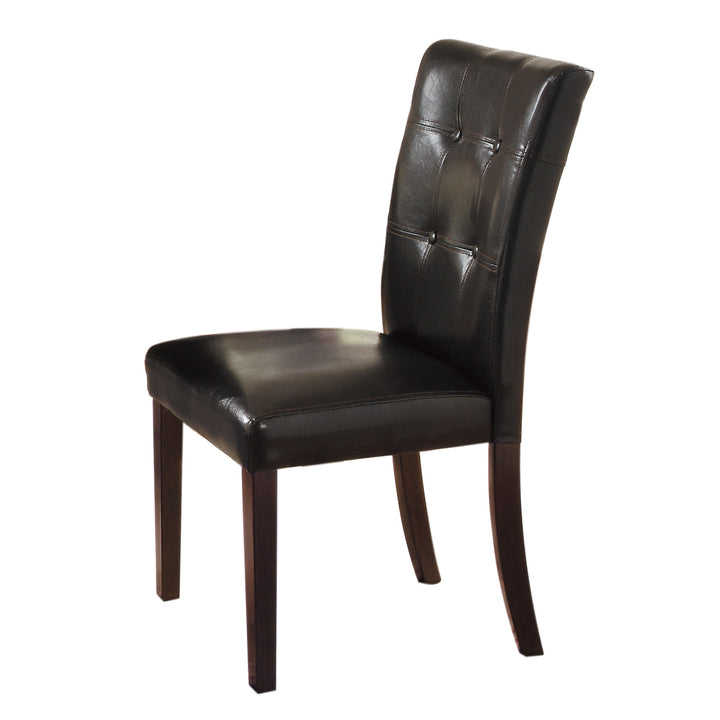 Set Of 2, Teague Espresso Finish Dark Brown Pu Side Chair