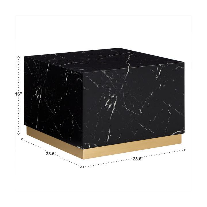Faux Marble Coffee Table with Casters - Black, Square (Set of 2)