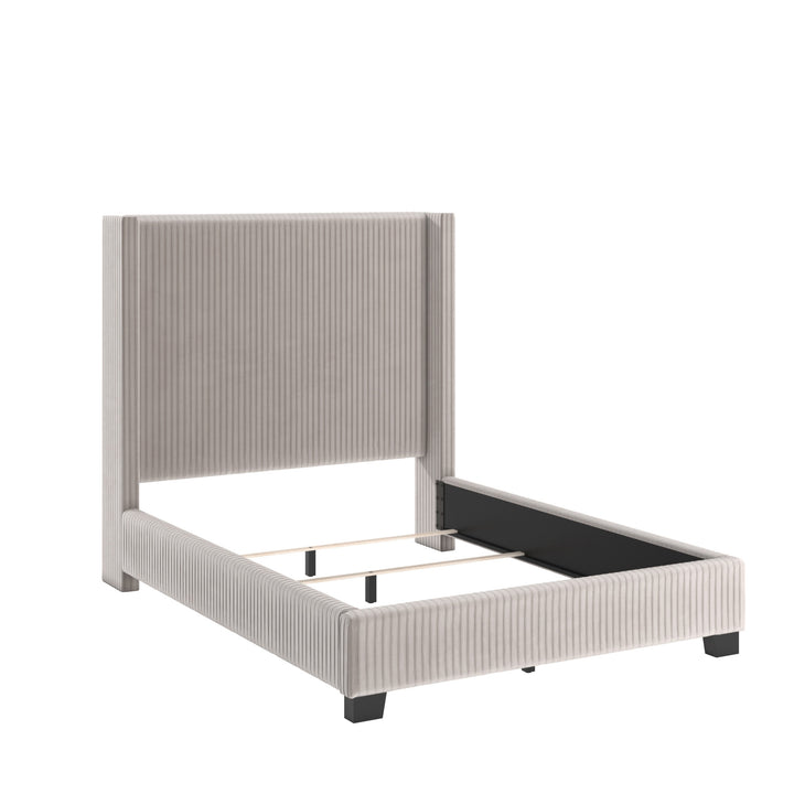 Wingback Upholstered Bed - Light Dove Gray, Full