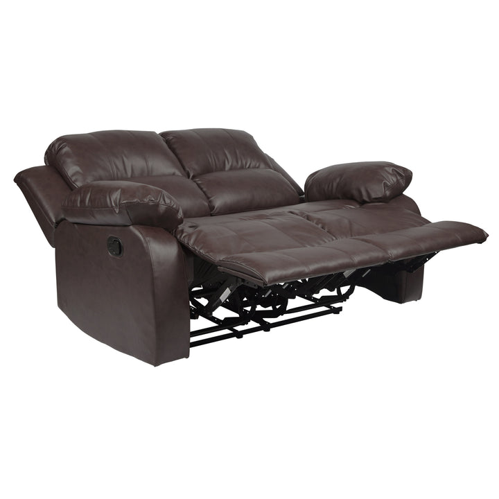Cranley Brown Bonded Leather Double Reclining Loveseat