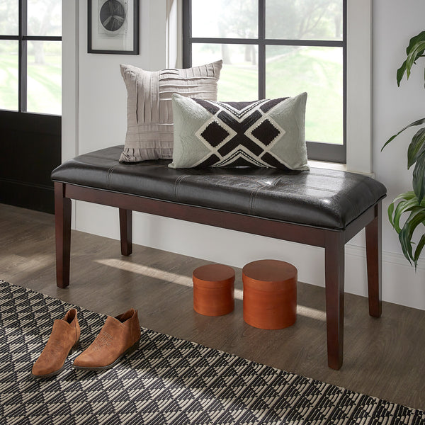 Decatur Espresso Finish 49"W Tufted Bench