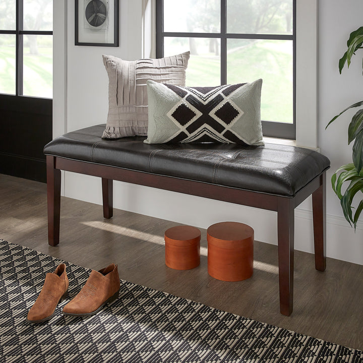 Decatur Espresso Finish 49"W Tufted Bench