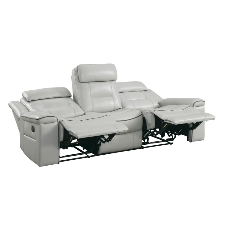 Double Lay Flat Reclining Sofa, Light Grey