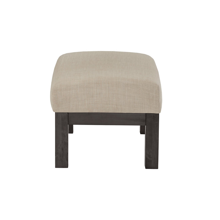 Mission-Style Wood Accent Chair with Ottoman - Beige Linen, Dark Gray Finish