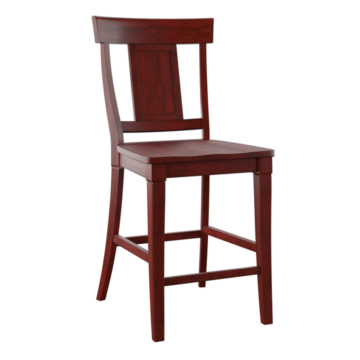 Panel Back Wood Counter Height Chairs (Set of 2) - Antique Berry