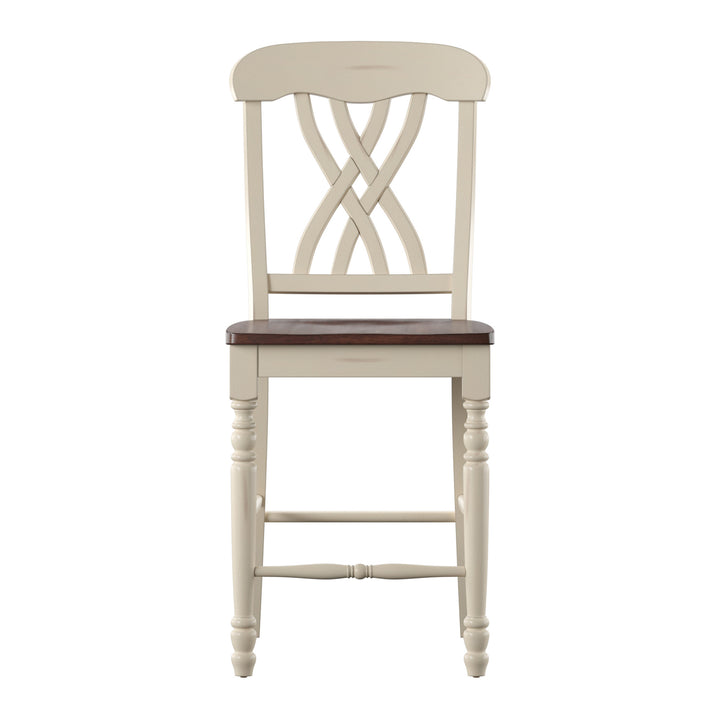 Two-Tone Counter Height Chairs (Set of 2) - Antique White, Scroll Back