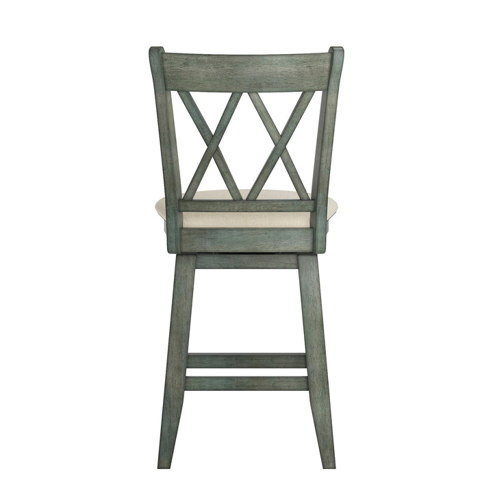 Double X-Back Counter Height Wood Swivel Chair - Antique Sage