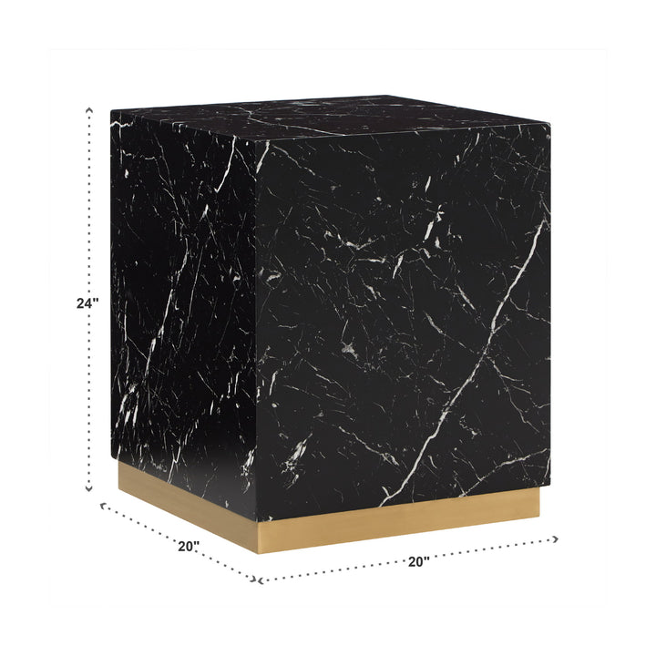 Faux Marble Table with Casters - Black, Square, End and Large Coffee Table Set