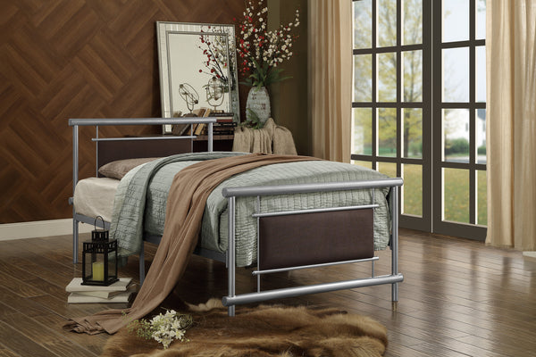 Twin Metal Platform Bed, Silver