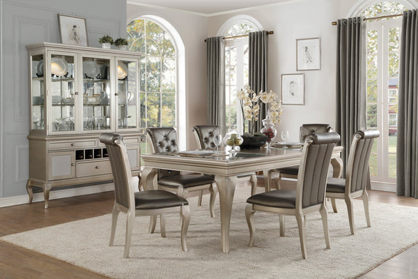 Dining Table 66"-84" With Leaf And Glass Insert