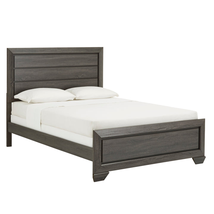 Transitional Gray Wood Panel Bed - Queen - Queen