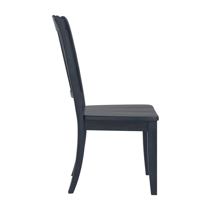 Slat Back Wood Dining Chairs (Set of 2) - Antique Dark Denim Finish