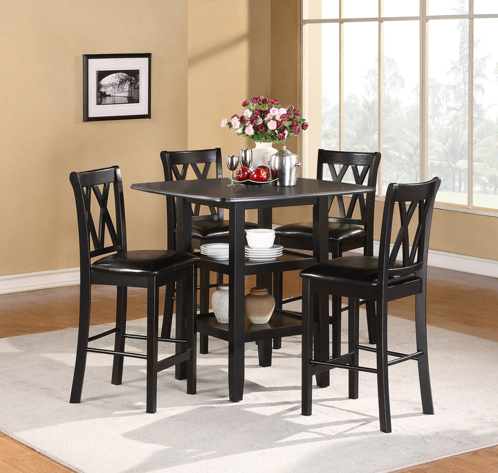 Norman Black Finish 5Pc Pack Counter Height Set