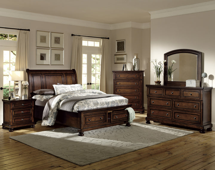 Full Sleigh Platform Bed with Footboard Storage