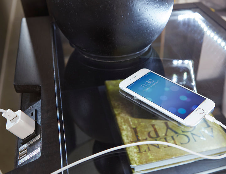 Nightstand, Glass, Led, P.Strip