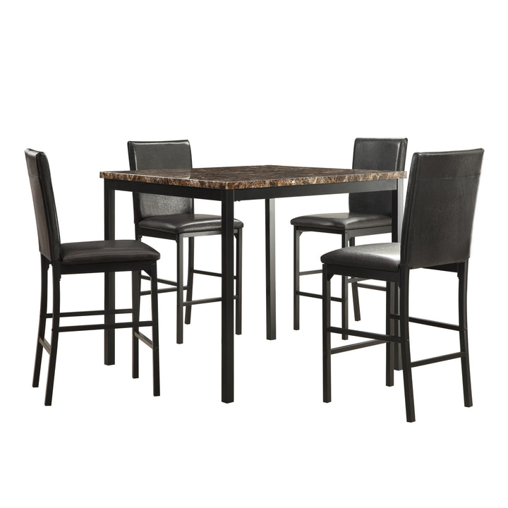 Faux Marble Counter Height 5-Piece Dining Set