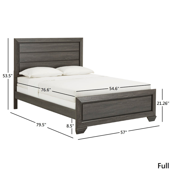 Transitional Gray Wood Panel Bed - Gray/Dark Gray, Full