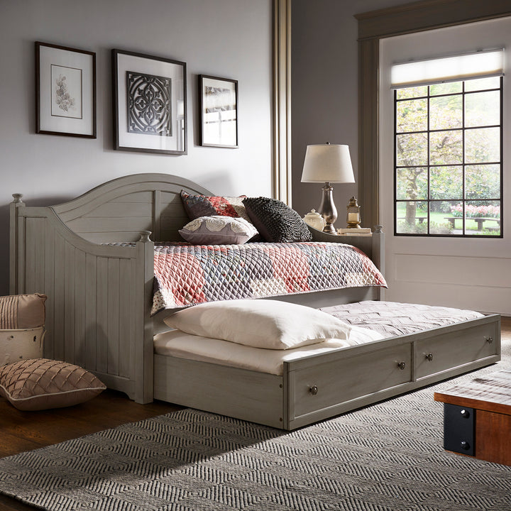 Traditional Paneled Wood Daybed - Antique Grey, With Trundle
