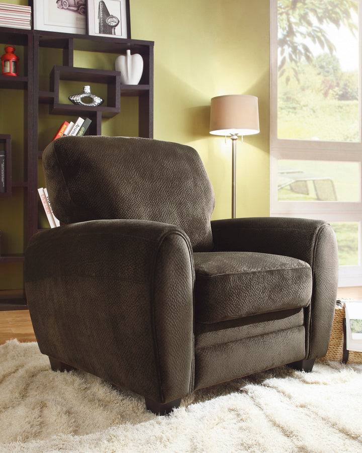 Rubin Chocolate Textured Plush Microfiber Chair