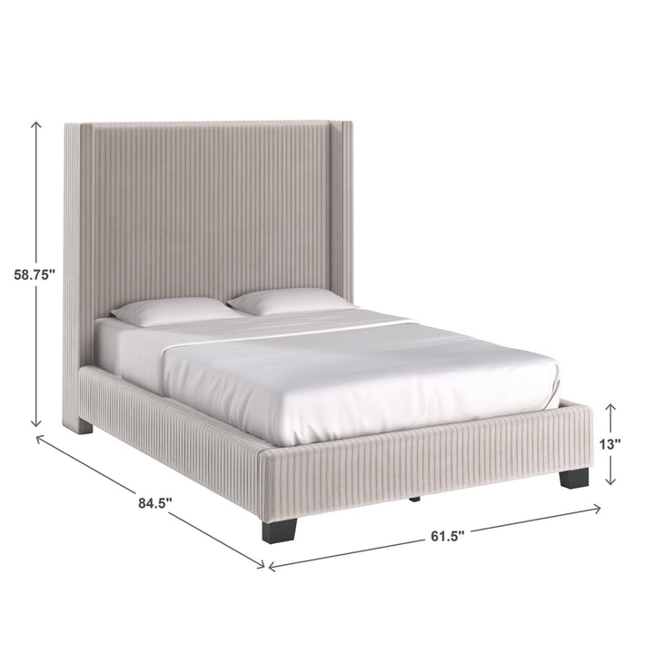 Wingback Upholstered Bed - Light Dove Gray, Full